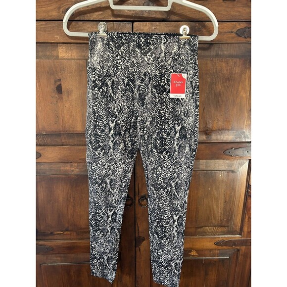 SPANX Faux Leather Snake Print Leggings (grey snake) Girls Sz XL 14/16